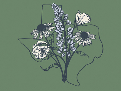 Blue Bonnet Bouquet austin texas blue bonnet denver design illustration illustration art southern art texas western wild flowers