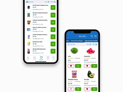 Walmart.ca App - My Lists V1 concept cta ecommerce favourites grid view list view previous purchases product design tab ui ux
