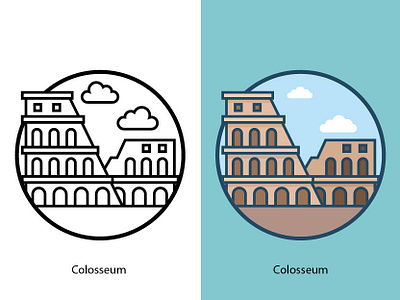 Colosseum arena building circus city clouds coliseum colosseum design europe famous famous building illustration italy landforms landmark landscape monument roman rome tourism