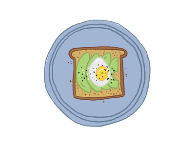 Poached on a Plate 2d avocado breakfast egg food illustration illustration poached toast whimsical