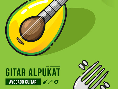 Avocado Gutar Design animation app art avocado branding design design fruit flat fruit guitar icon illustration illustrator logo silhoutte typography ui ux vector