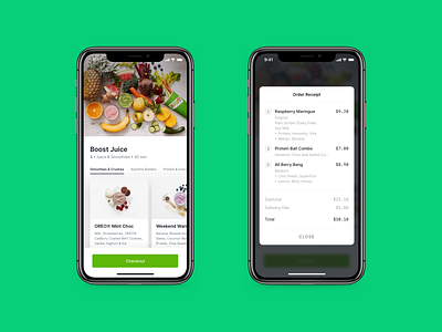 DailyUI 043 - Food / Drink Menu boost boost juice dailyui dailyui 042 delivery drink food food and drink food app juice order uber eats ubereats