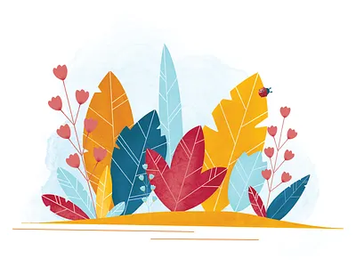 Colorful leaves colorful flower illustration ipad pro leaves pink procreate app