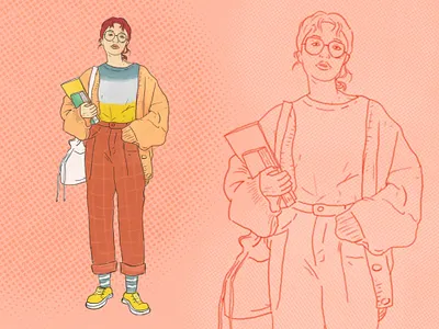 Hype & Hobby 2 classic clothing colorful fashion girl illustration outfit retro sketch vintage women