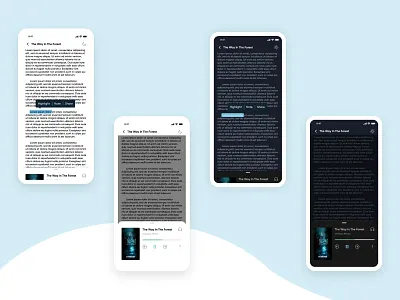 Book reading app - light & dark mode app app design app ui book book reading dark mode dark theme dark ui light theme light ui ui user interface