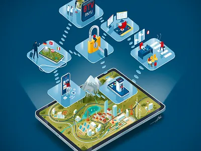 Illustration for BTV Bank app bank device economy illustration investment ipad isometric platform security tech technology