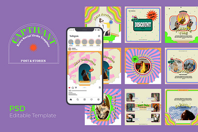 Captivant Retro Social Media captivant retro social media editable template instagram instagram post instagram stories retro retro social media retro template template templates for instagram
