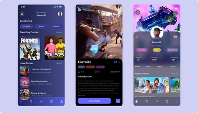 Streaming gaming app ui