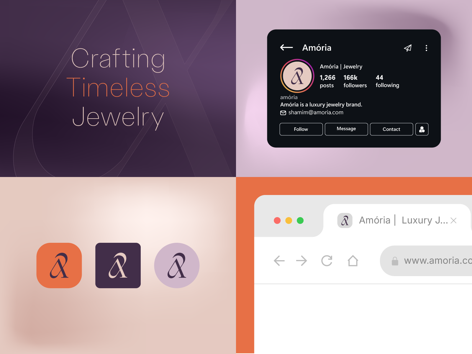 Amória - Jewelry Branding Design brand design brand identity branding design gold graphic design jewelery logo logotype luxury ornaments