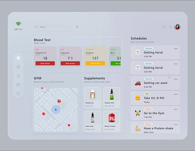 Wellness Tracker UI gleamorphism health healthapp healthtech neumorphism ui wellnessapp wellnessdashboard
