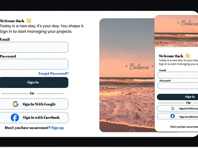 Login page Ui design with Mobile Screen ui