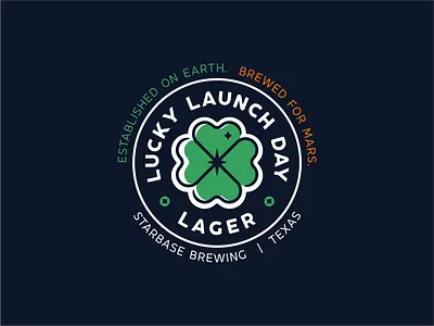 Lucky Launch Day badge branding brewing craft beer design font hops icon icon set illustration launch logo lucky mars nasa planet space space x typo vector