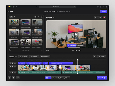 Vidora - Video Editor UI 🎬✨ capcut chat dpopstudio edit editing editor motion graphics premier preview sound timeline ui video video editor vidora