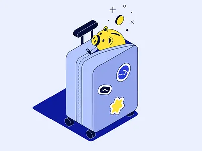 Savings for vacation bag currency flat illustration minimal money saves savings simple travel trip vacations vector