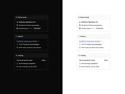 Employee Portal - Compliance Dashboard Cards card cards compliance dark dark mode dashboard figma home minimal product design saas ui ui design ui ux design web