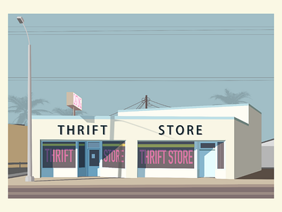 Retro building architecture illustration minimalist retro scenery