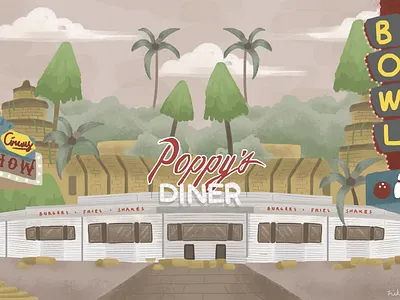 Poppy's Diner adobe photoshop digital digital art digital illustration freehand drawing illustration kingsman