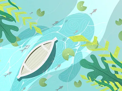 Fish and Boat design fish flat flat illustration flatdesign green illustration illustration art illustrator nature vector vibrant