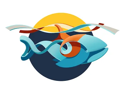 QUILLED 2D | big fish character design fish illustration orca quilling vector whale