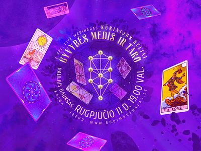 The Tree of Life & Tarot banner budimo kanalas design dream event picture facebook banner magic magick major arcana mindfulness mystic mysticism paulius daukšas revelation soul spiritual surreal tarot tarot cards trippy