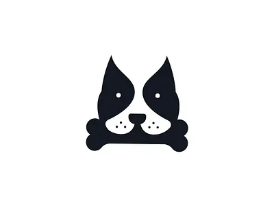 Bulldog Holding a bone icon bone bulldog bulldogs creative icon minimal minimalist logo negative smart