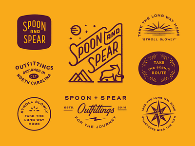 Brand Elements badge banner bear brand identity branding compass handlettering illustration logo nature print type lockup typogaphy