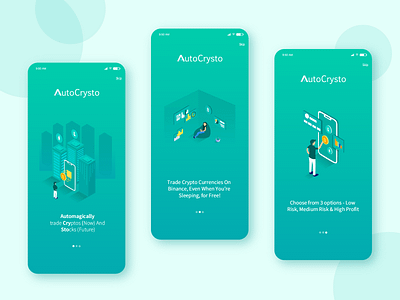 Crypto Currency App - Onboarding Illustrations adobe ilustrator concept design illustration isometric isometric art isometric illustration landing page design mobile app mobile app design mobile design mobile ui onboarding onboarding screens onboarding ui photoshop tutorials ui ux vector