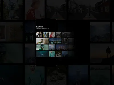 Explore Gallery Grid dark explore gallery goldenratio grid grid layout mobile photos ui ui design user interface ux