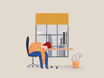 Designer's life color design desktop flat illustration london love procreate textures tired vector