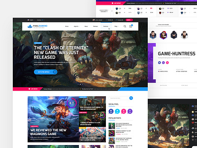 Pixel Diamond Gaming & eSports Magazine badge esport forum game gaming html logo magazine news player shop sports stats stream streamer team twitch ui website