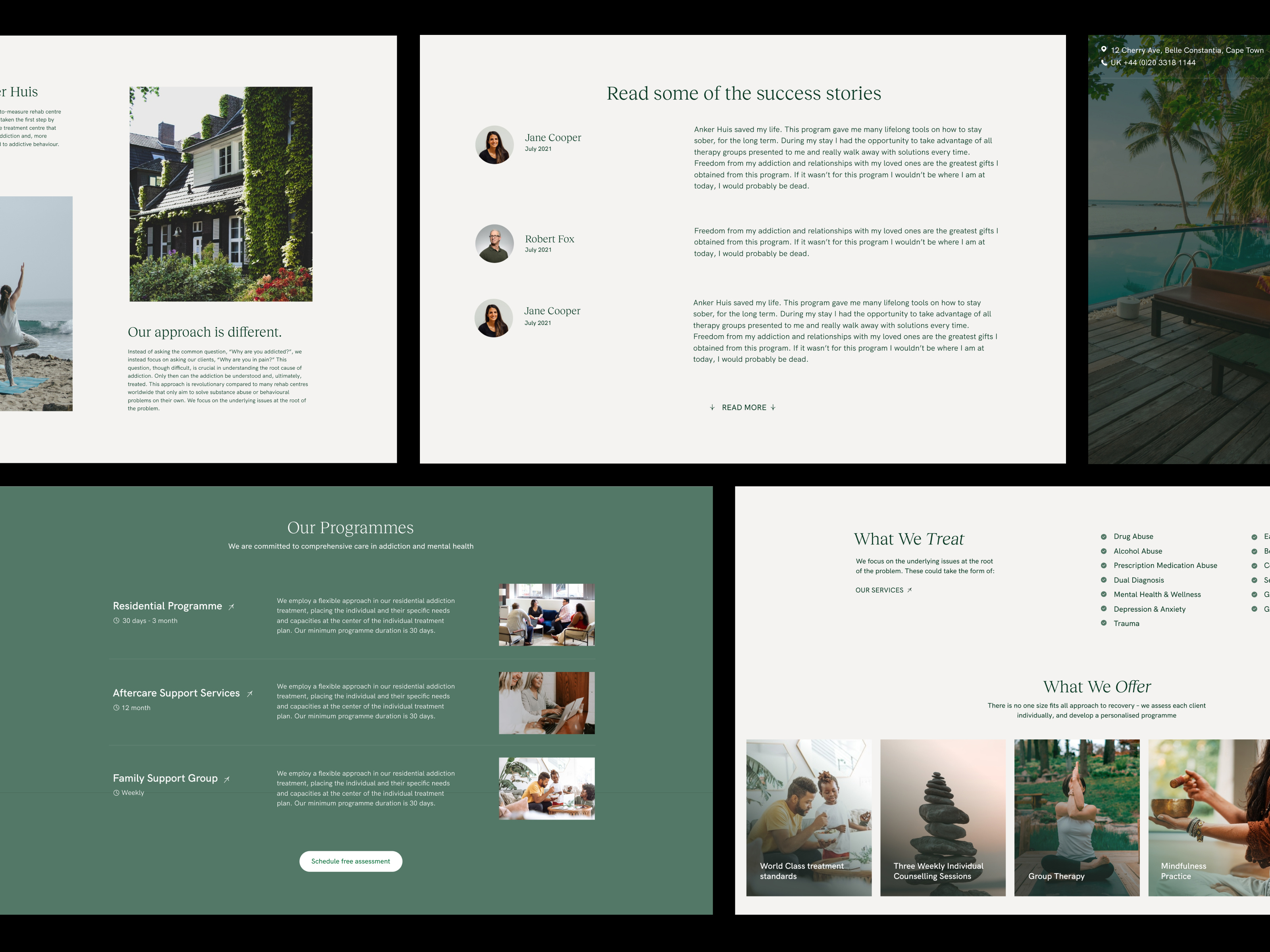 Rehabilitation center Anker Huis animation clean design green health healthcare interface layout mental health minimal rehabilitation scroll scrolling ui ux web animation web design web layout