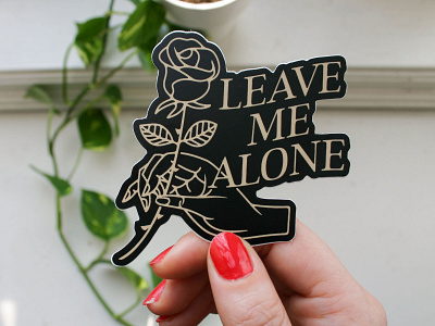 Leave Me Alone badgedesign branding design graphic design illustration illustrator lettering logo merch photoshop sticker stickermule typography vector