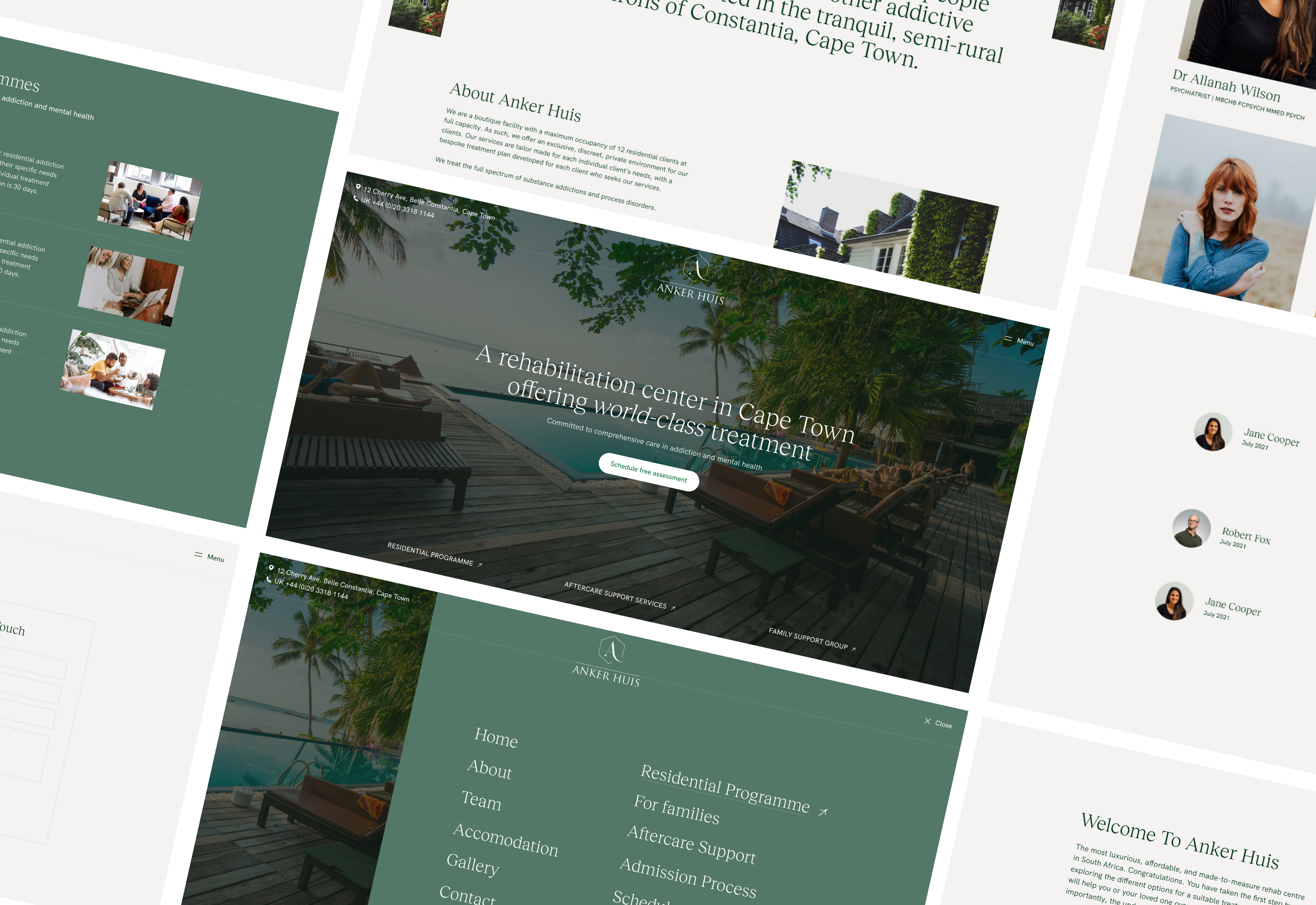 Rehabilitation center Anker Huis animation clean design green health healthcare interface layout logo mental health minimal rehabilitation ui ux web design web layout