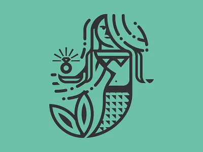 Mermaid aqua clams east coast halifax jewellery maritimes mermaid nautical prince edward island ring thick lines under the sea vector