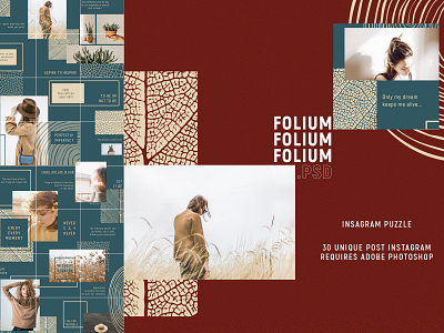 FOLIUM - Instagram Puzzle blog bright instagram templates design instagram instagram puzzle instagram template photoshop post selling design sheet texture in design social media template