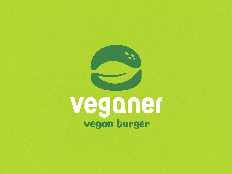 Veganer branding burger fast food food food and drink identity leaf logo mark negative space plant symbol vegan vegetable veggies