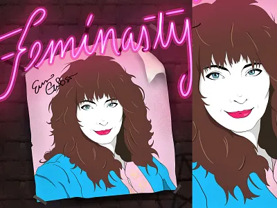 Feminasty 80s feminist illustration nasty neon sign portrait typography