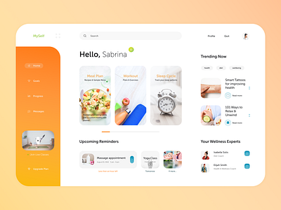 Health & Wellness Dashboard colors dashboad design health profile ui ui ux ui design web web design wellness