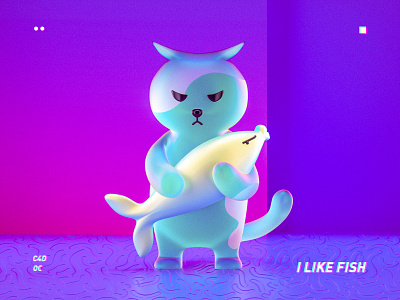 I like fish 3d c4d cat fish glass jade