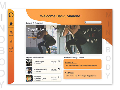 Concept MindBody Member Dashboard application body dashboard design mind mindbody ui user experience ux
