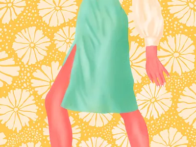 summer sketch blouse daisy dance fashion floral illustration pattern procreate retro skirt