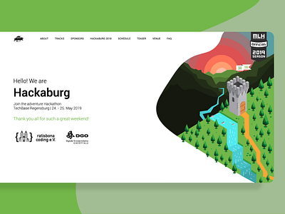 Isometric Web Design branding castle clean design flat germany header illustration isometric isometric art minimal river tower ui web