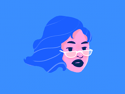 blue character design girl glasses hair illustration portrait