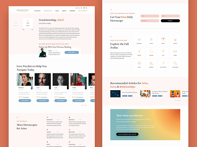 Horoscope & Psychic Readings Landing astrology branding calendar cards design dynamic content form gradient landing layout leads marketing psychics reading tarot typography ui ux