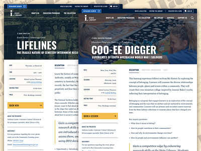 State Library of South Australia: Learning Programs and Events typography ui web design