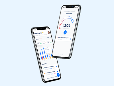 Productivity tracker for iOS app blue branding chartbeat charts design icon minimal simple ui uiux ux vector