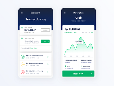 Marketplace for Trading Mobile App 2019 dashboad grab minimal mobile trade trading trading platform ui ux uxdesign