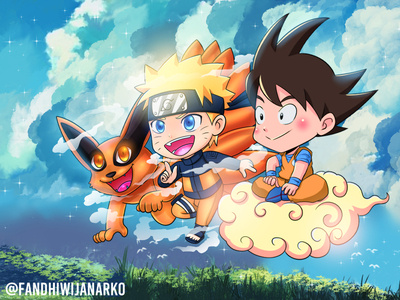 Gokuxnaruto anime character chibi cute dragonball goku illustration illustration art japan kids kidsillustration manga naruto storybook