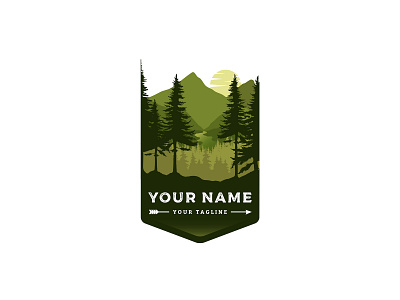 Forest Emblem adventure brand community emblem emblem logo forest hiking jungle modern mountain outdoor pine pinelogo sunset vector