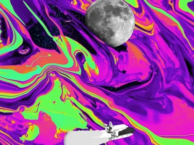 The Final Frontier acid apparel colourful design iridescent liquid moon phonecase poster poster a day redbubble space spaceship trippy